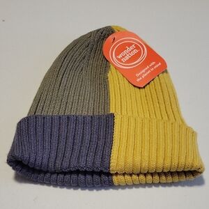 wonder nation Colorblock Ribbed Beanie - Yellow, Gray & Purple.  4